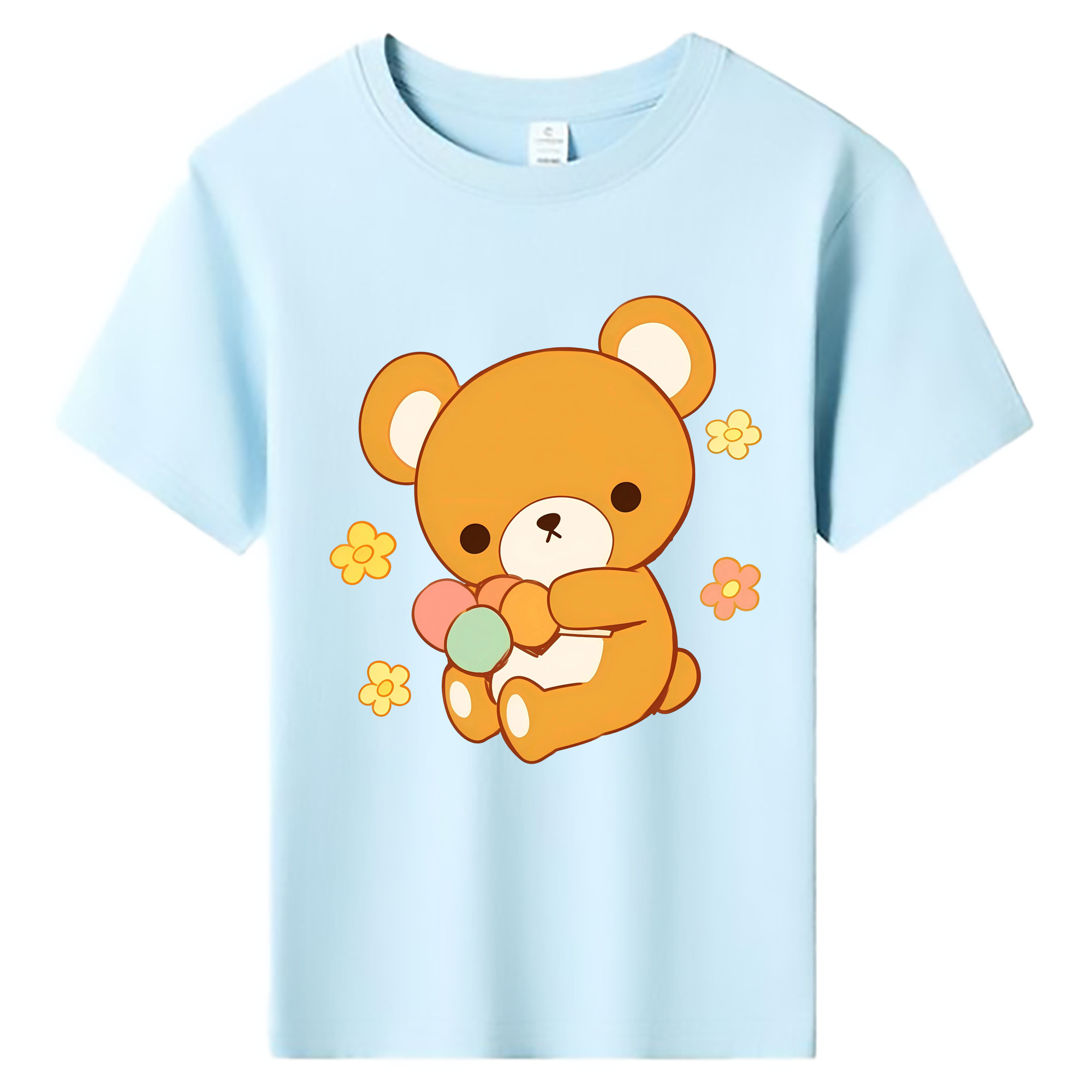 （画像用） リラックマ リラックマ キイロイトリ Rilakkuma Korilakkuma Kiiroitori 綿100％キッズTシャツ（フロントプリント）